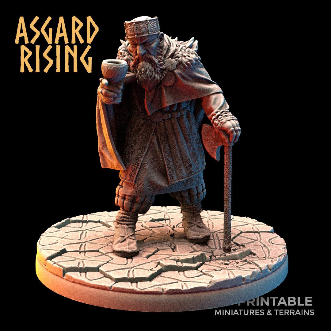 3D Printed Asgard Rising Viking King Eysteinn the Indomitable 28 32 mm Wargaming DnD - 3D Printing Boss