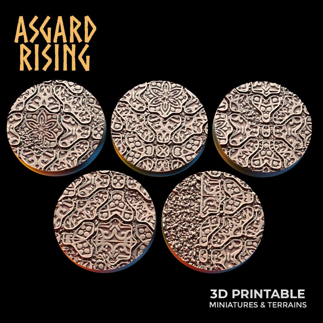 3D Printed Asgard Rising Worn Pavingstone - 5 x 25 28 32 35 mm Round Base Set A Wargaming DnD - 3D Printing Boss