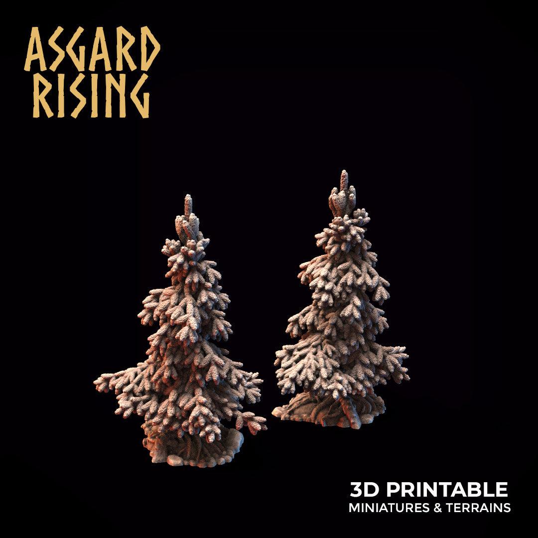 3D Printed Asgard Rising Young Conifers Spruce Forest Tree Set 32mm D&D - 3D Printing Boss