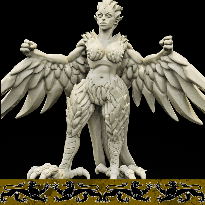3D Printed Bestiary Vol. 4 Nafarrate - Harpy 32mm Ragnarok D&D - 3D Printing Boss