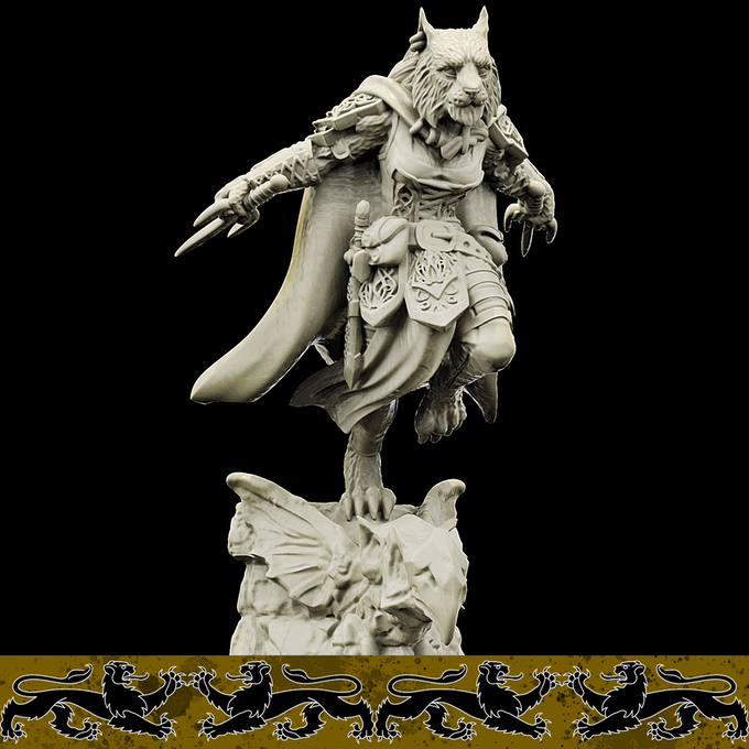 3D Printed Bestiary Vol. 4 Nafarrate - Ishu Tigress 32mm Ragnarok D&D - 3D Printing Boss