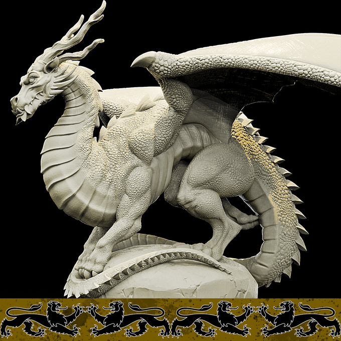 3D Printed Bestiary Vol. 4 Nafarrate - Kaesin Green Dragon 32mm Ragnarok D&D - 3D Printing Boss
