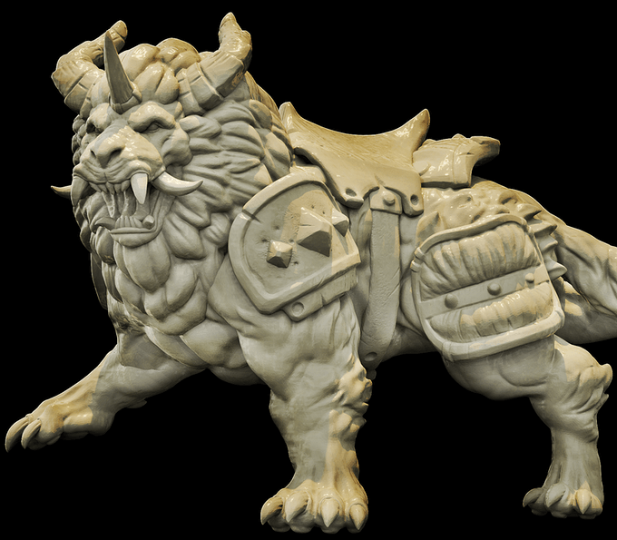 3D Printed Bestiary Vol. 4 Nafarrate - Nian Lion Mount 32mm Ragnarok D&D - 3D Printing Boss