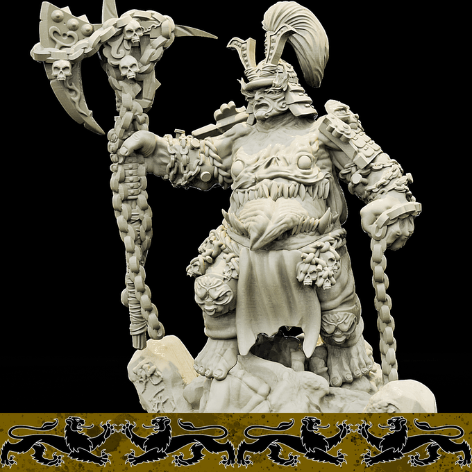 3D Printed Bestiary Vol. 4 Nafarrate - Xing Tiang Chinese Warrior 32mm Ragnarok D&D - 3D Printing Boss