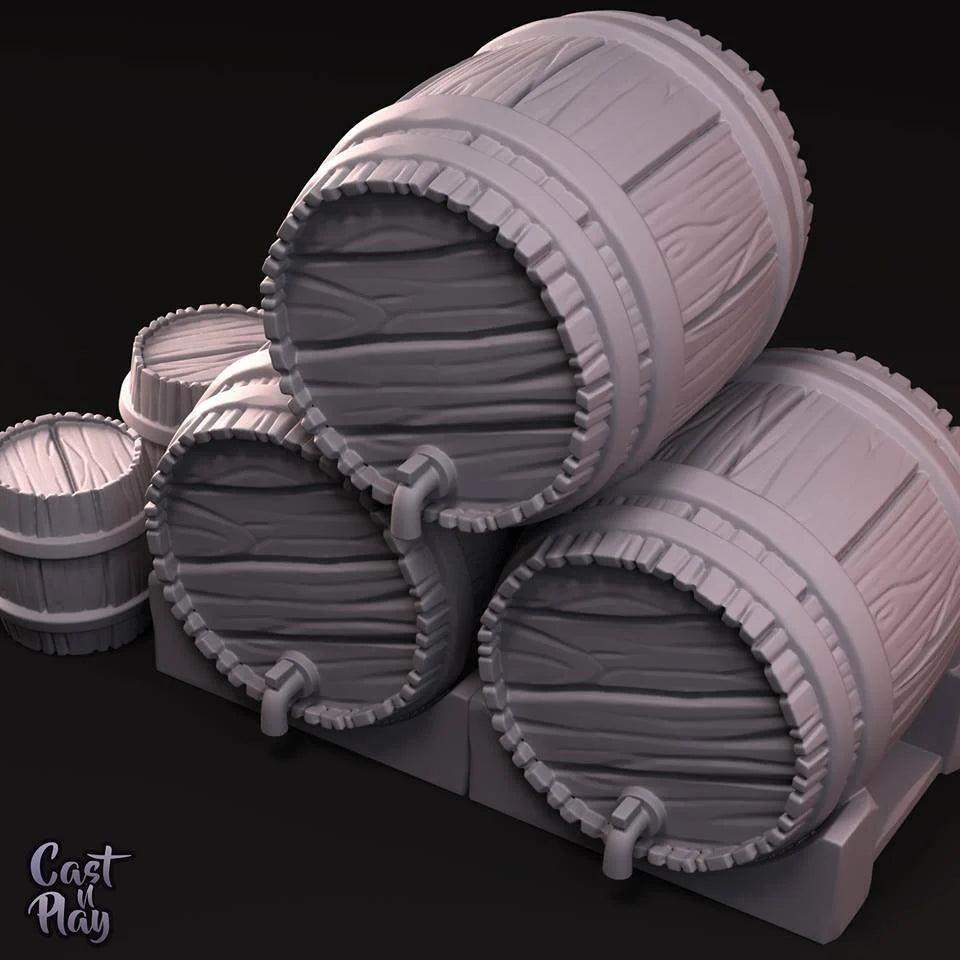 3D Printed Cast n Play Barrels Set 28mm 32mm D&D - 3D Printing Boss