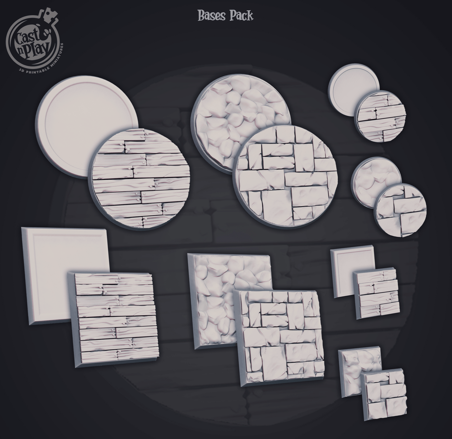 3D Printed Cast n Play Basic Base Set 28mm 32mm D&D - 3D Printing Boss