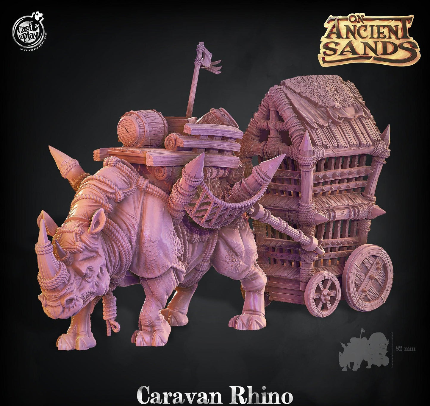 3D Printed Cast n Play Caravan Rhino On Ancient Sands 28mm 32mm D&D - 3D Printing Boss