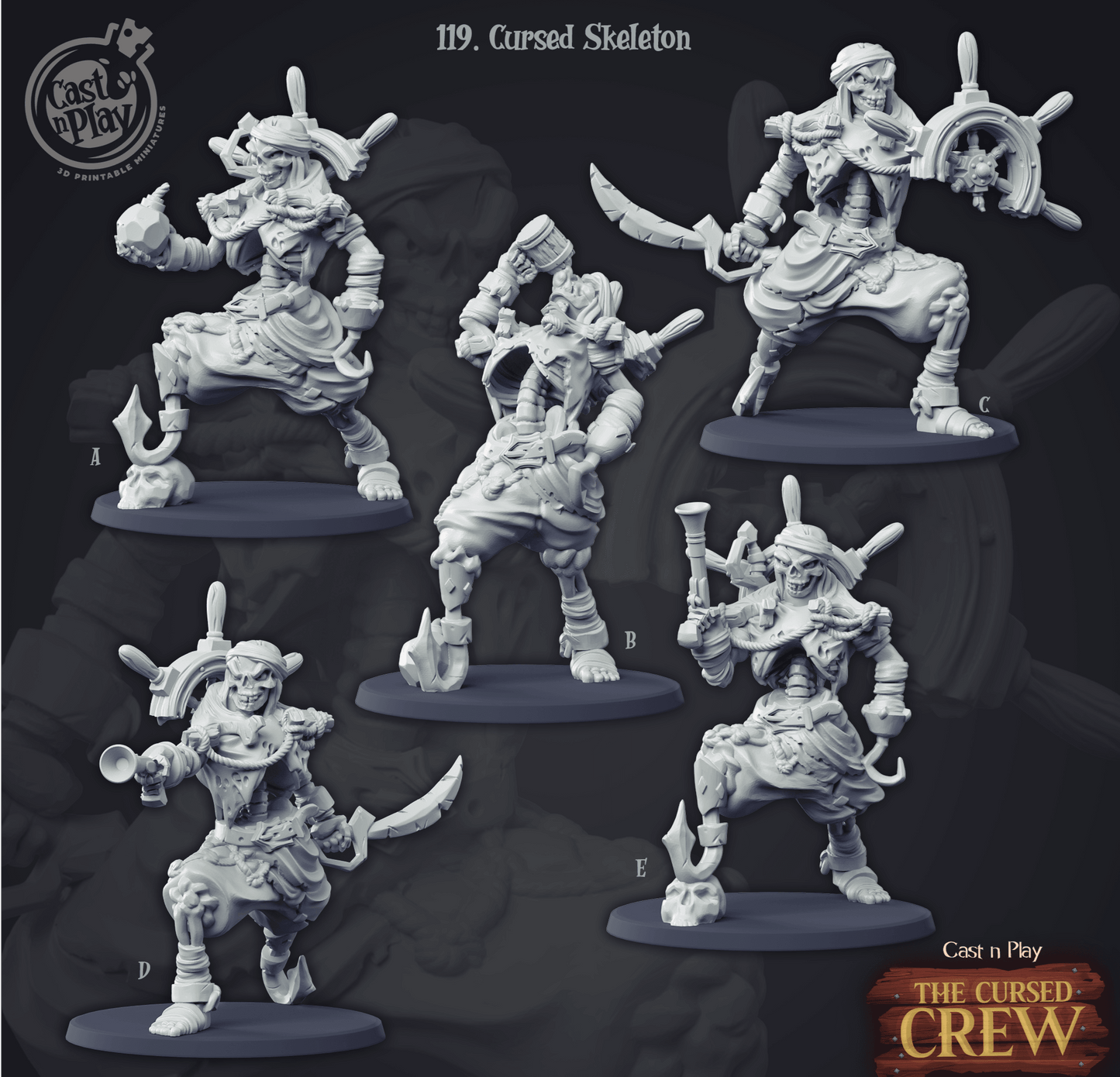 3D Printed Cast n Play Cursed Skeletons The Cursed Crew 28mm 32mm D&D - 3D Printing Boss