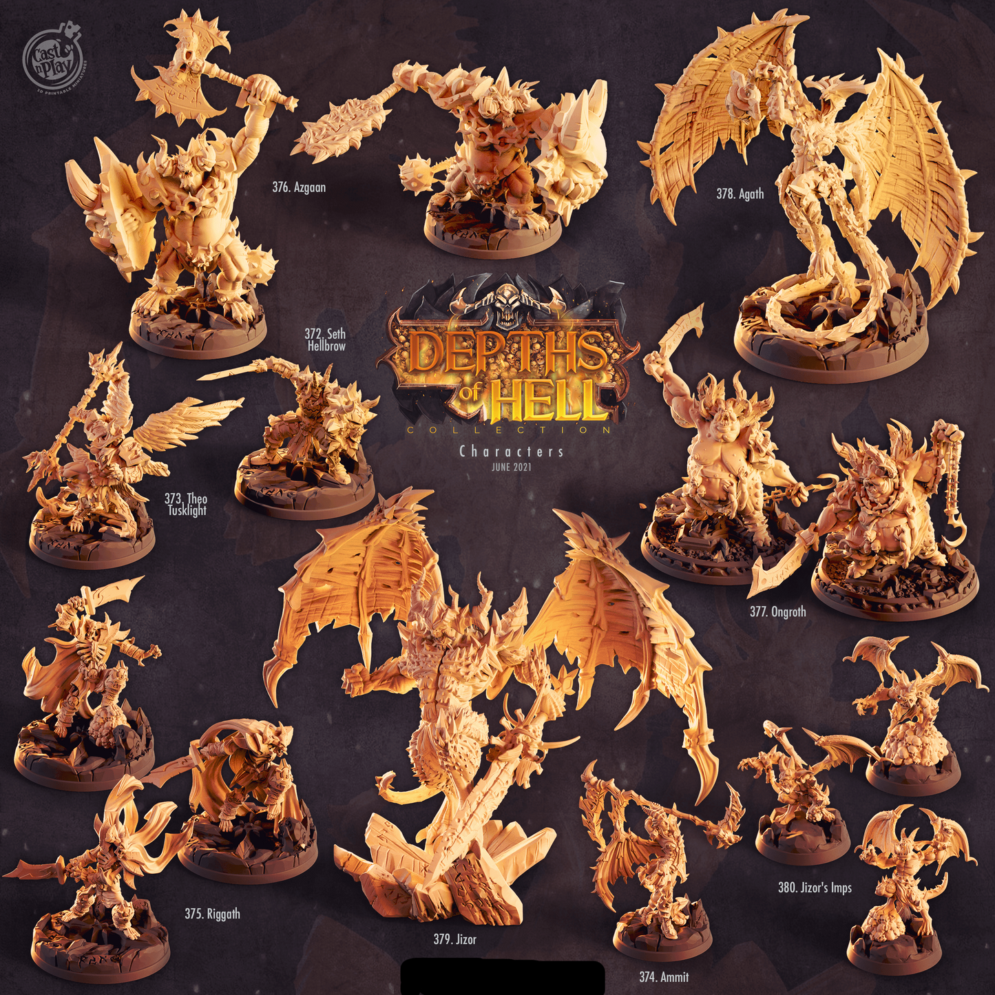 3D Printed Cast n Play Demonic Bases Depths of Hell Set 28mm 32mm D&D - 3D Printing Boss