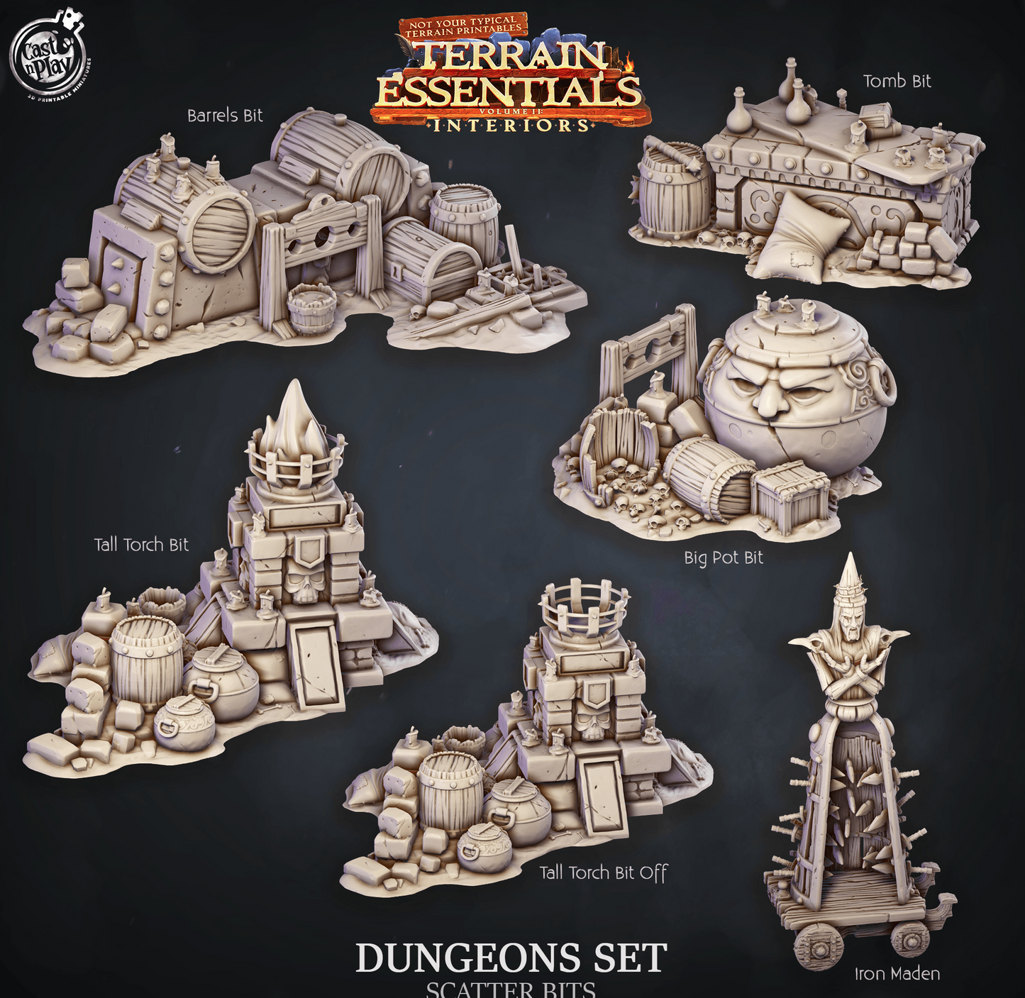 3D Printed Cast n Play Dungeons Scatter Bits Terrain Essentials 28mm 32mm D&D - 3D Printing Boss