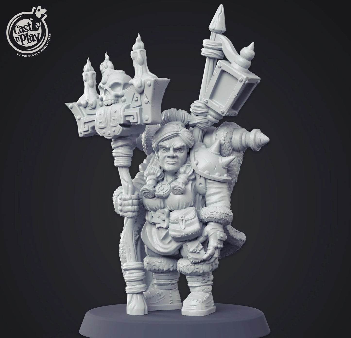 3D Printed Cast n Play Dwarf Female Warlock 28mm 32mm D&D - 3D Printing Boss