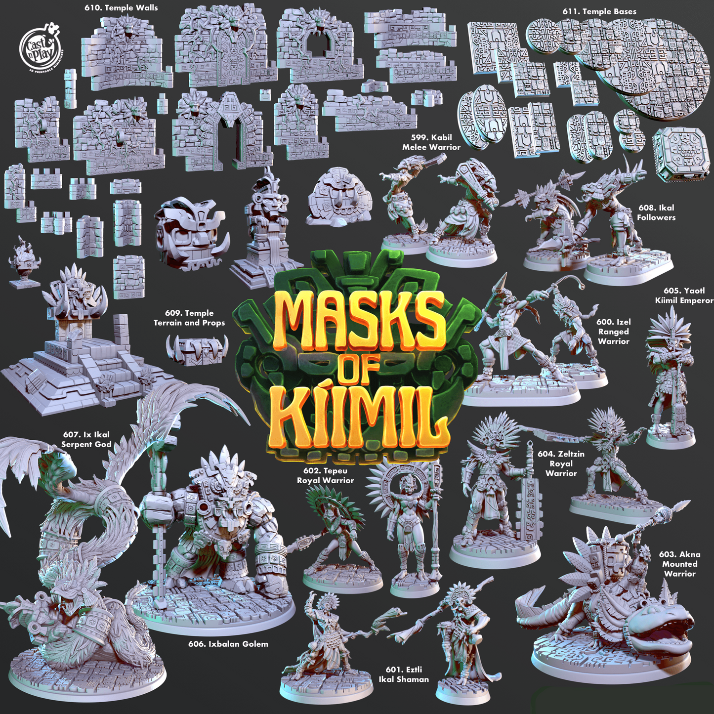 3D Printed Cast n Play Eztli, Ikal Shaman Masks of Kiimil 28 32mm D&D - 3D Printing Boss