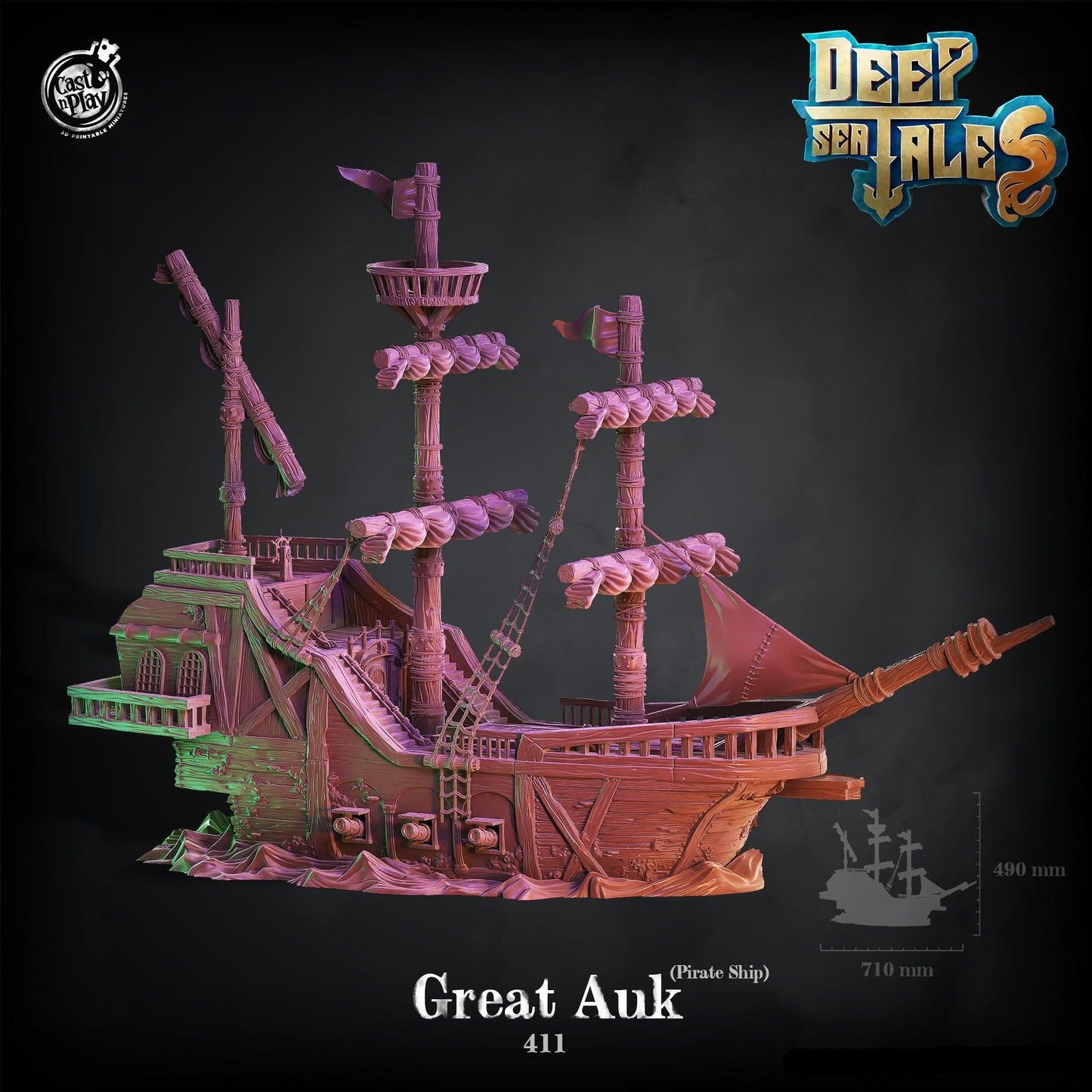 3D Printed Cast n Play Great Auk (Pirate Ship) Huge 28mm 32mm D&D - 3D Printing Boss