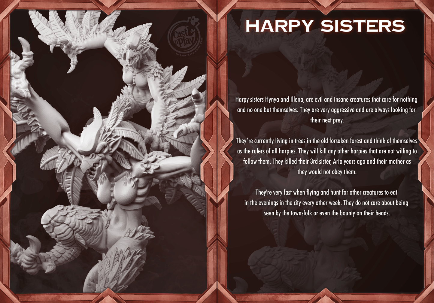 3D Printed Cast n Play Harpy Sisters Aria and Hynya Mythical Clash 28mm 32mm D&D - 3D Printing Boss
