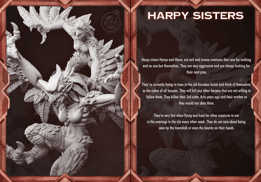 3D Printed Cast n Play Harpy Sisters Aria and Hynya Mythical Clash 28mm 32mm D&D - 3D Printing Boss