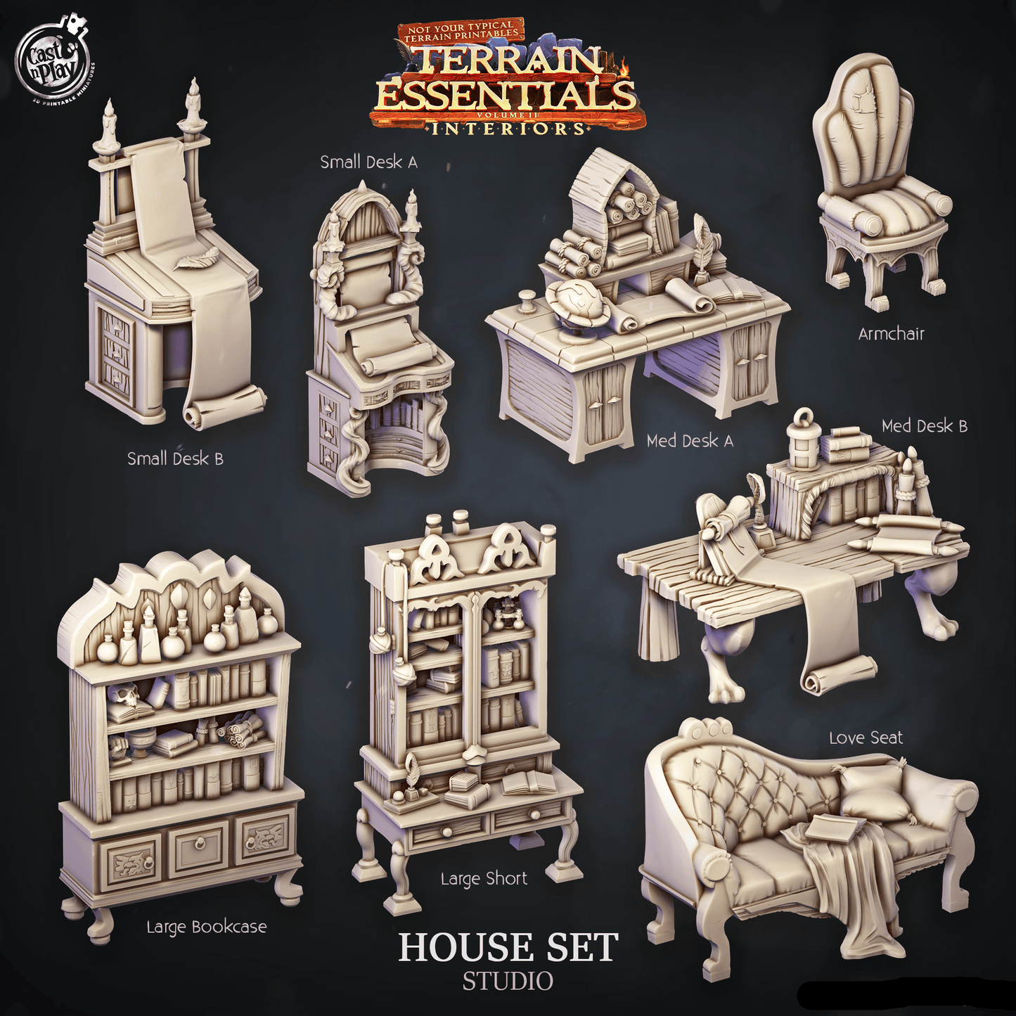 3D Printed Cast n Play House Set Studio Terrain Essentials 28mm 32mm D&D - 3D Printing Boss