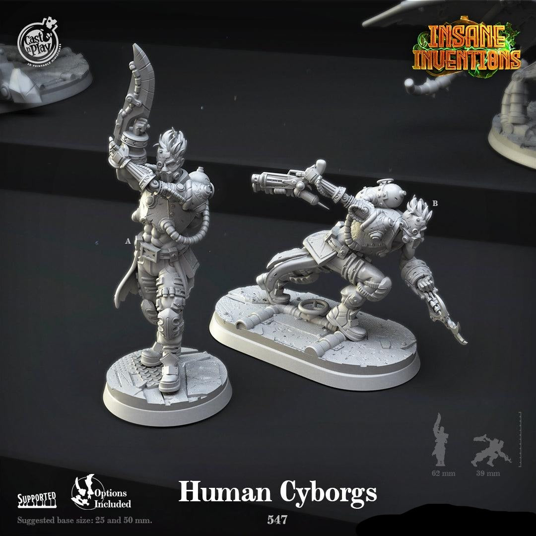 3D Printed Cast n Play Human Cyborgs Set Insane Inventions 28mm 32mm D&D - 3D Printing Boss