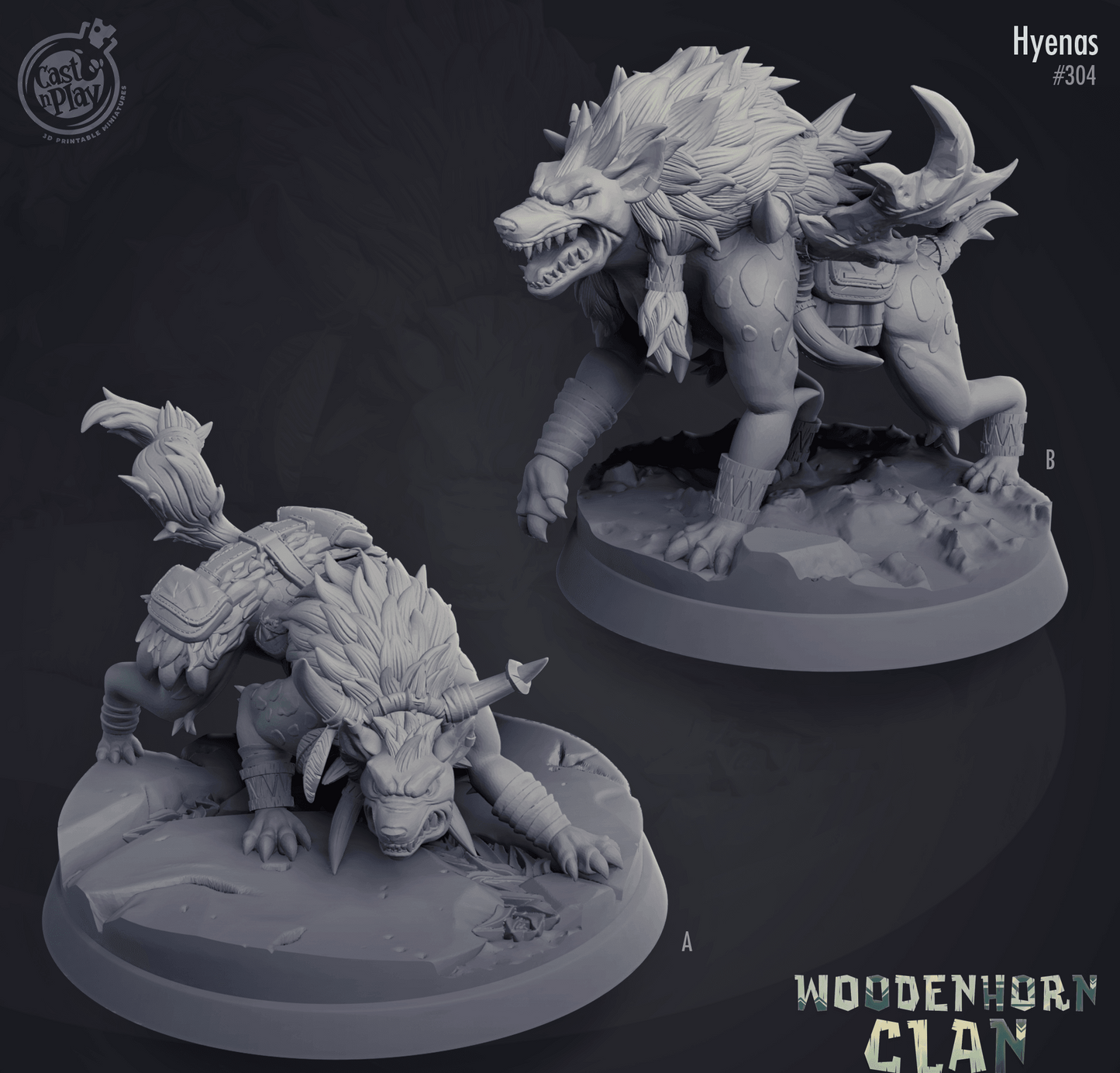 3D Printed Cast n Play Hyenas Woodenhorn Clan 28mm 32mm D&D - 3D Printing Boss