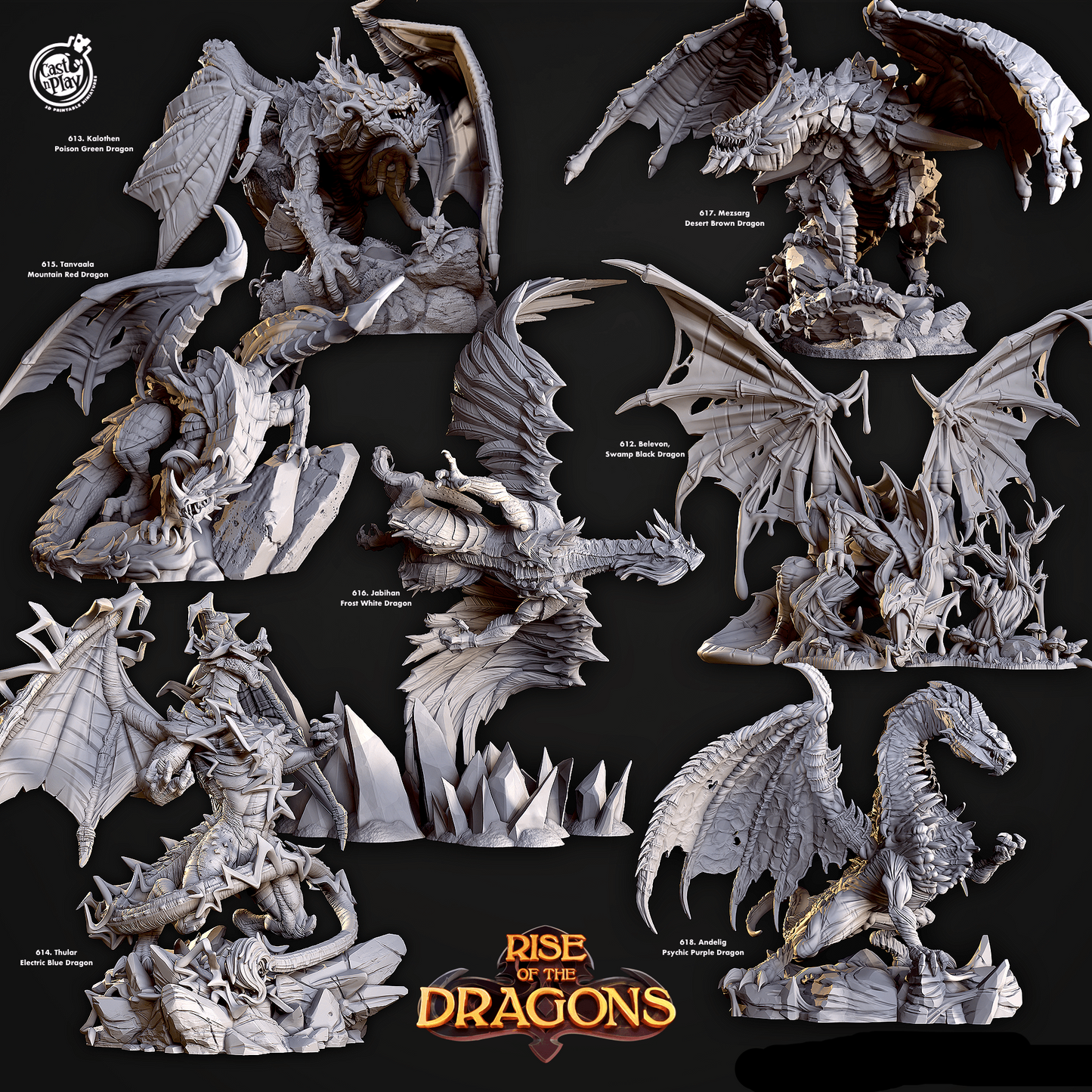 3D Printed Cast n Play Kalothen Poison Green Dragon Rise of the Dragons 28 32mm D&D - 3D Printing Boss