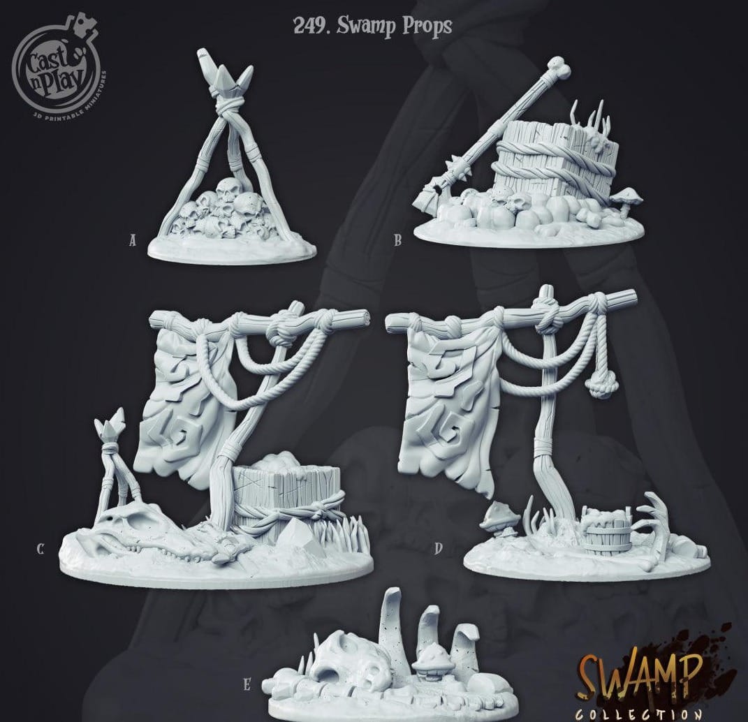 3D Printed Cast n Play Swamp Props Swamp Collection 28mm 32mm D&D - 3D Printing Boss