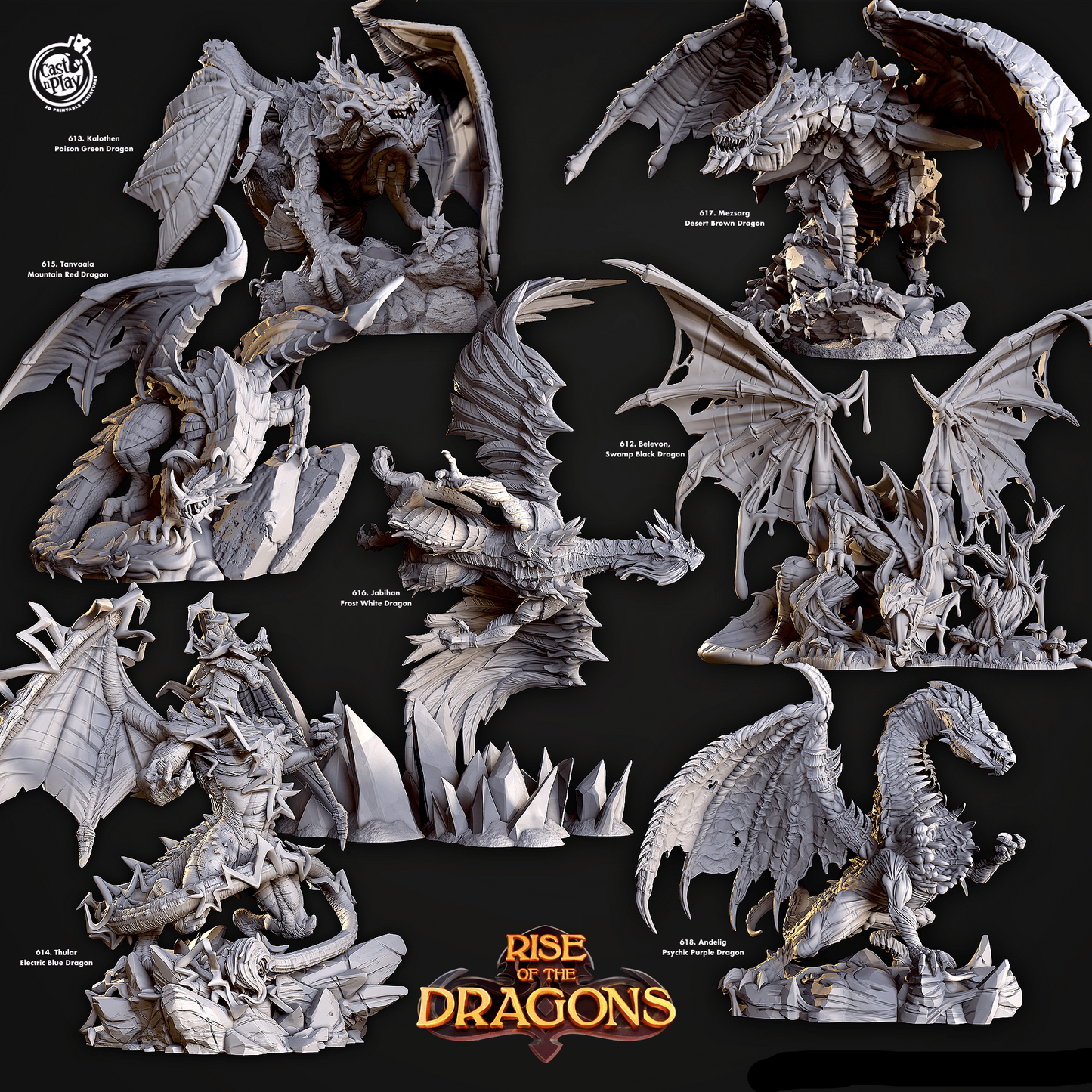 3D Printed Cast n Play Thular Electric Blue Dragon Rise of the Dragons 28 32mm D&D - 3D Printing Boss