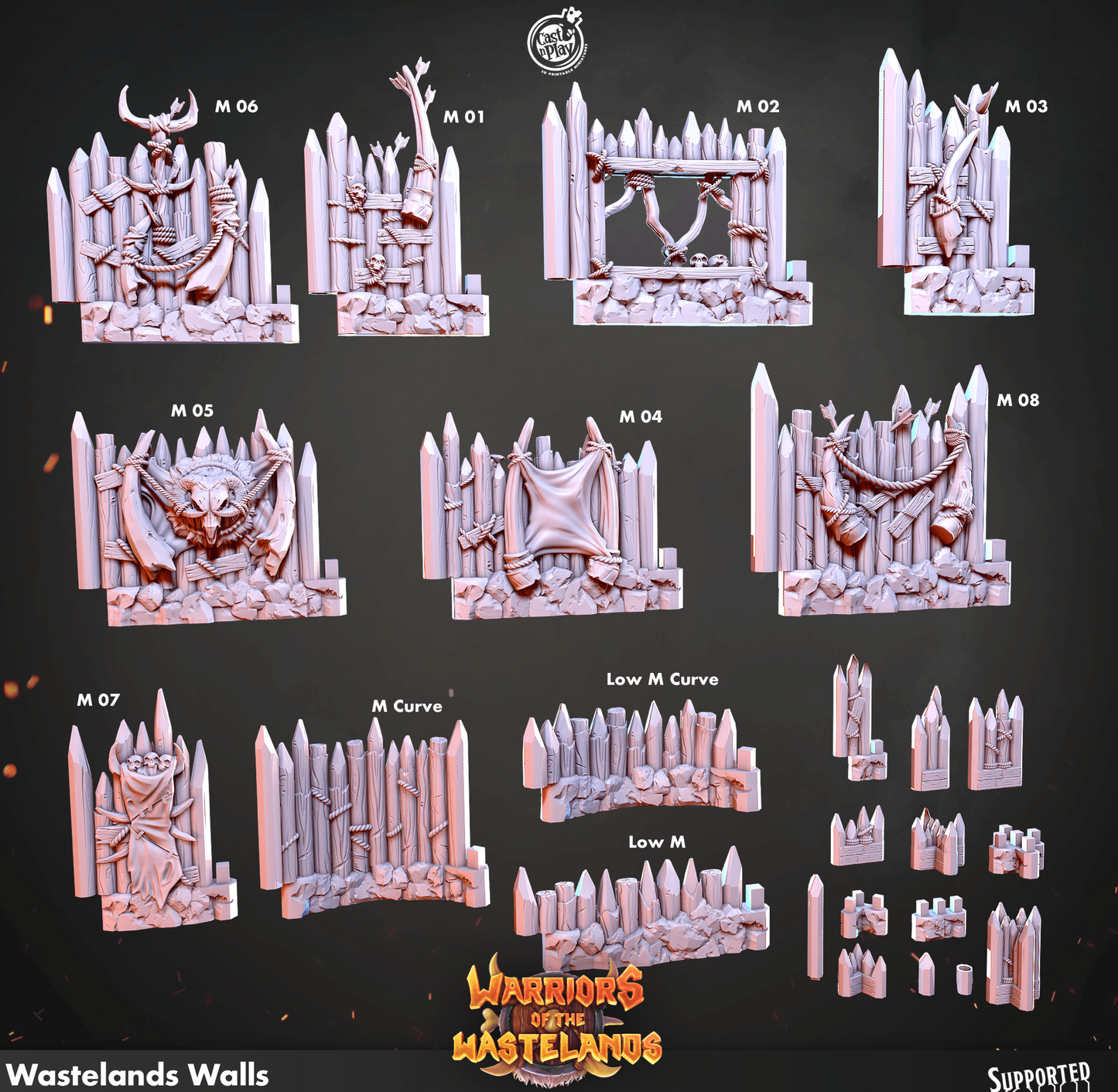 3D Printed Cast n Play Wastelands Walls Warriors of the Wastelands 28mm 32mm D&D - 3D Printing Boss