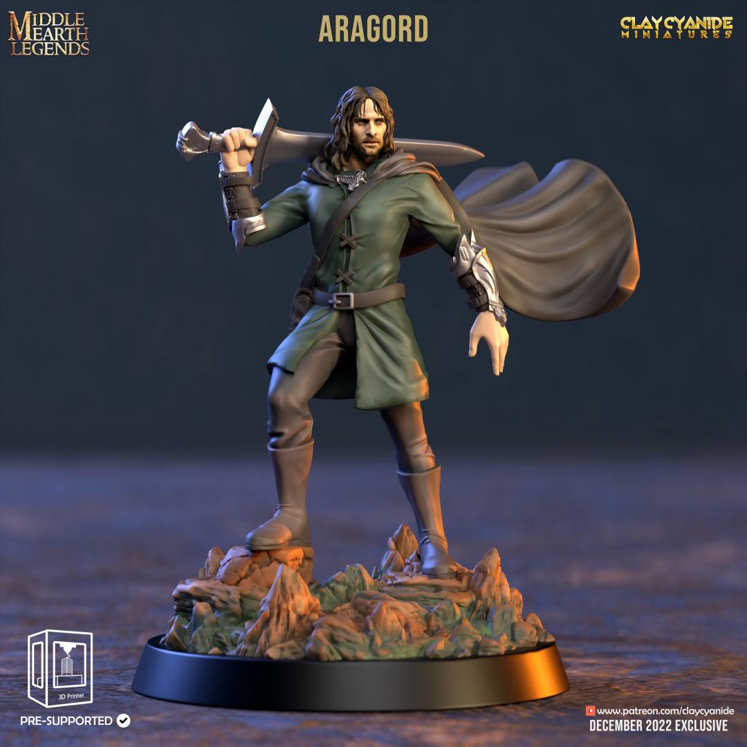 3D Printed Clay Cyanide Aragord Middle Earth Legends 28 32 mm D&D - 3D Printing Boss