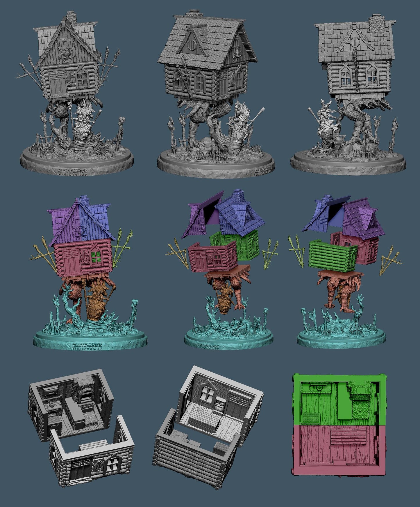 3D Printed Clay Cyanide Baba Yaga's Hut 28mm-32mm Ragnarok D&D - 3D Printing Boss