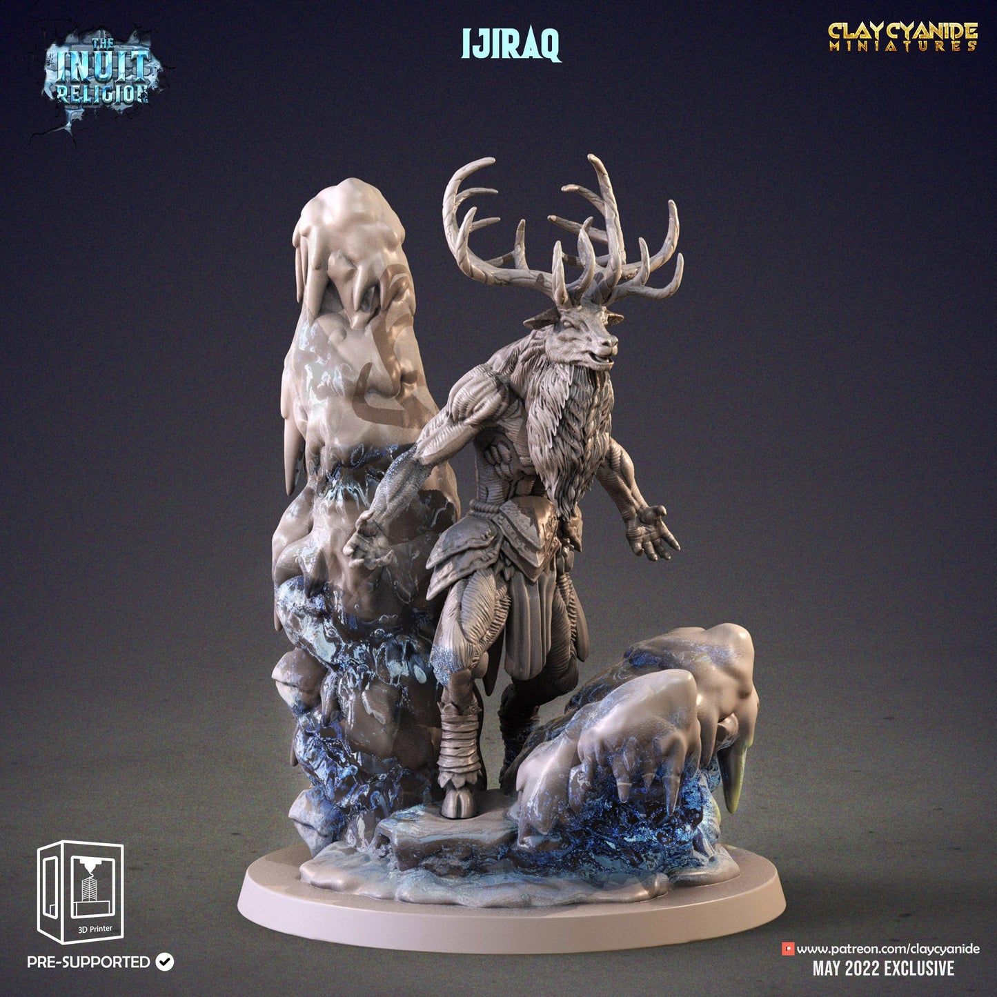 3D Printed Clay Cyanide Ijiraq Inuit Religion Ragnarok D&D - 3D Printing Boss