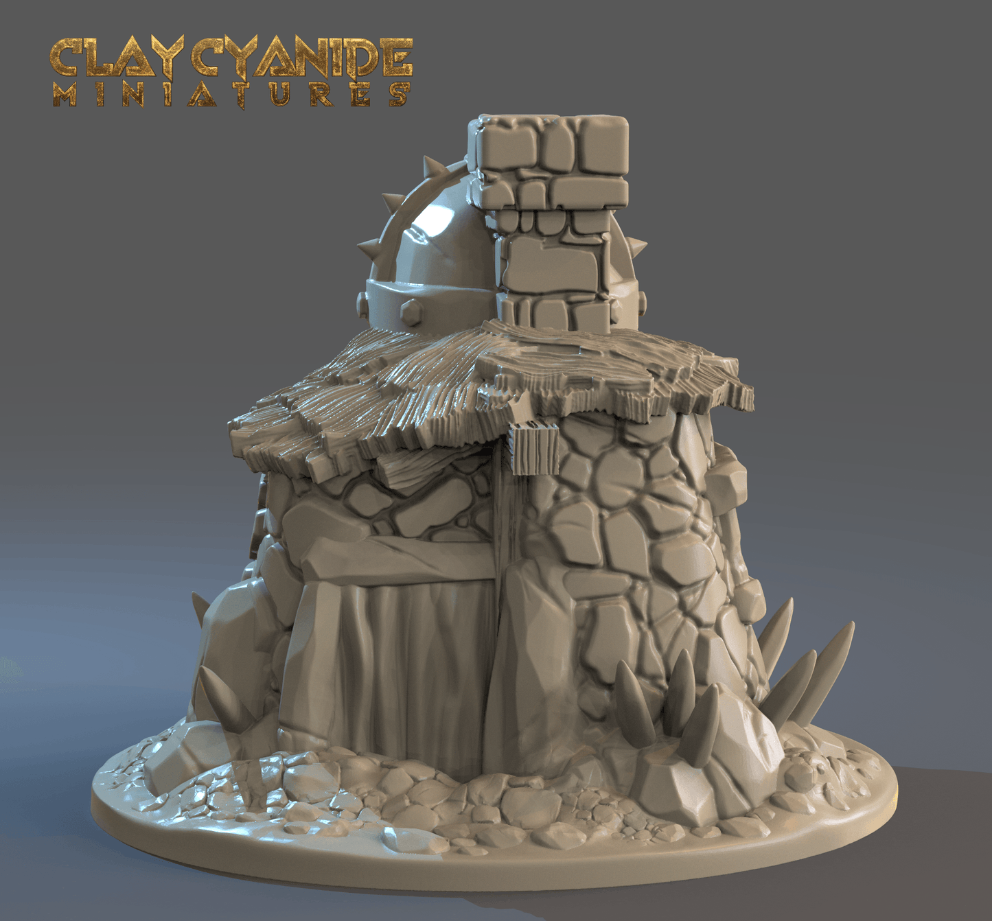 3D Printed Clay Cyanide Stone Hut 28mm-32mm Ragnarok D&D - 3D Printing Boss