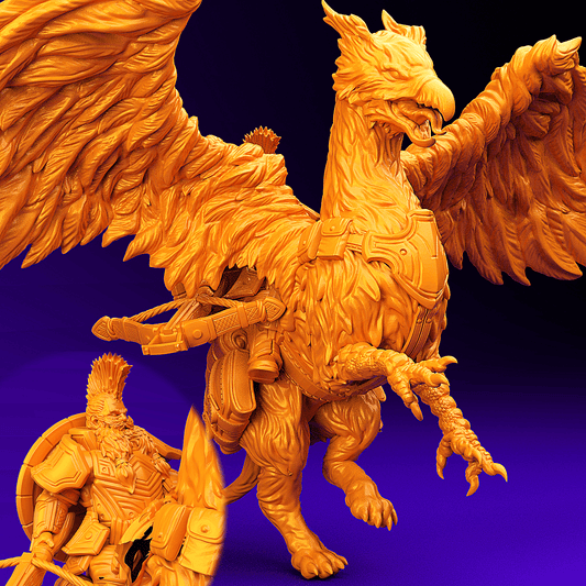 3D Printed Dwarf’s Army Nafarrate - Dwarf Griffon Rider Set 28mm 32mm Ragnarok D&D - 3D Printing Boss