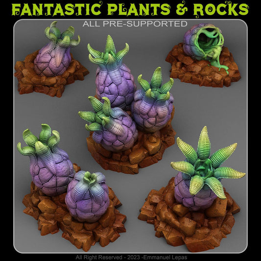 3D Printed Fantastic Plants and Rocks Alien Eggs 28mm - 32mm D&D Wargaming - 3D Printing Boss