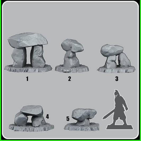 3D Printed Fantastic Plants and Rocks Ancient Dolmens 28mm - 32mm D&D Wargaming - 3D Printing Boss