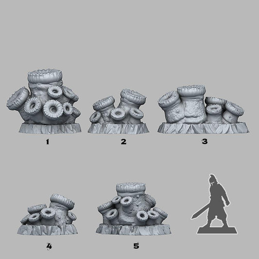 3D Printed Fantastic Plants and Rocks Cannon Coral 28mm - 32mm D&D Wargaming - 3D Printing Boss