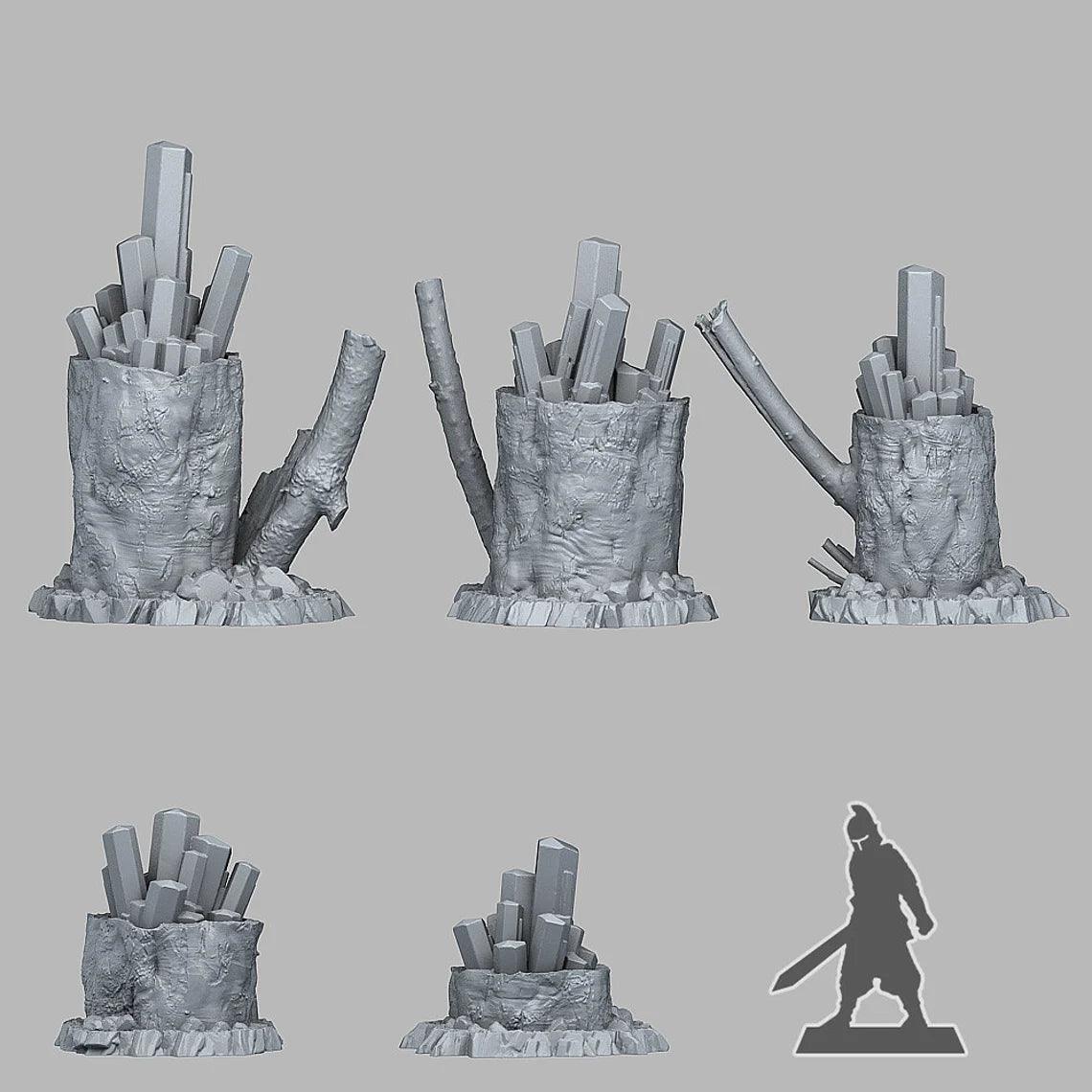 3D Printed Fantastic Plants and Rocks ENERGY CRYSTALS 28mm - 32mm D&D Wargaming - 3D Printing Boss