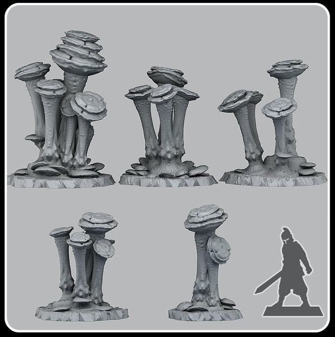 3D Printed Fantastic Plants and Rocks Faerie Mushrooms 28mm - 32mm D&D Wargaming - 3D Printing Boss