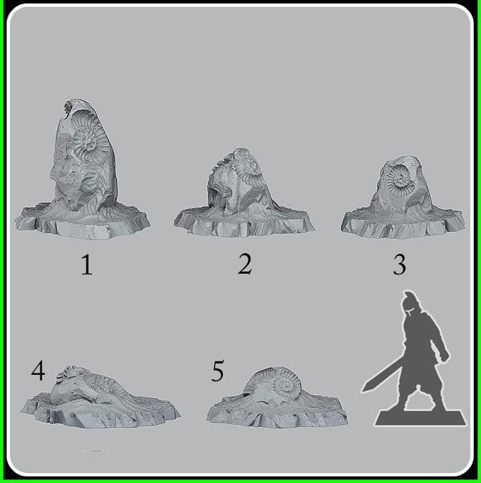 3D Printed Fantastic Plants and Rocks Fossil Rocks 28mm - 32mm D&D Wargaming - 3D Printing Boss