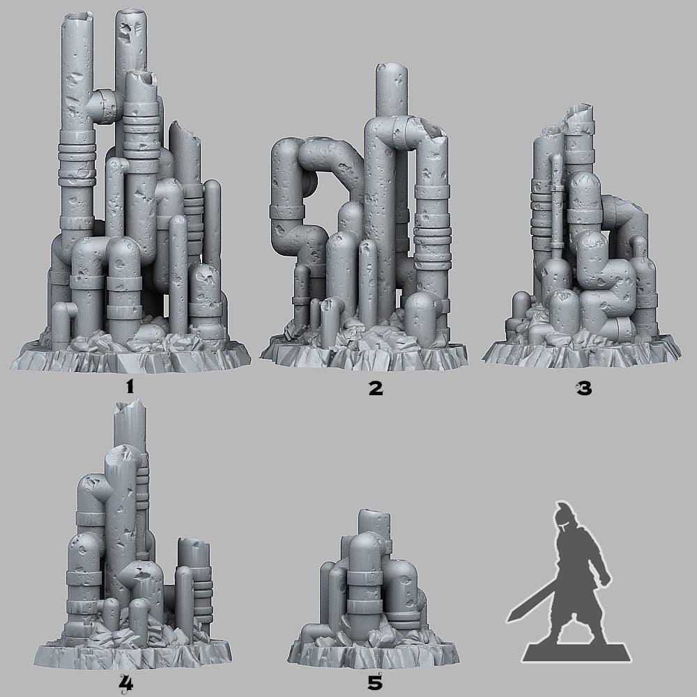 3D Printed Fantastic Plants and Rocks Neglected Martian Pipeworks 28mm - 32mm D&D Wargaming - 3D Printing Boss