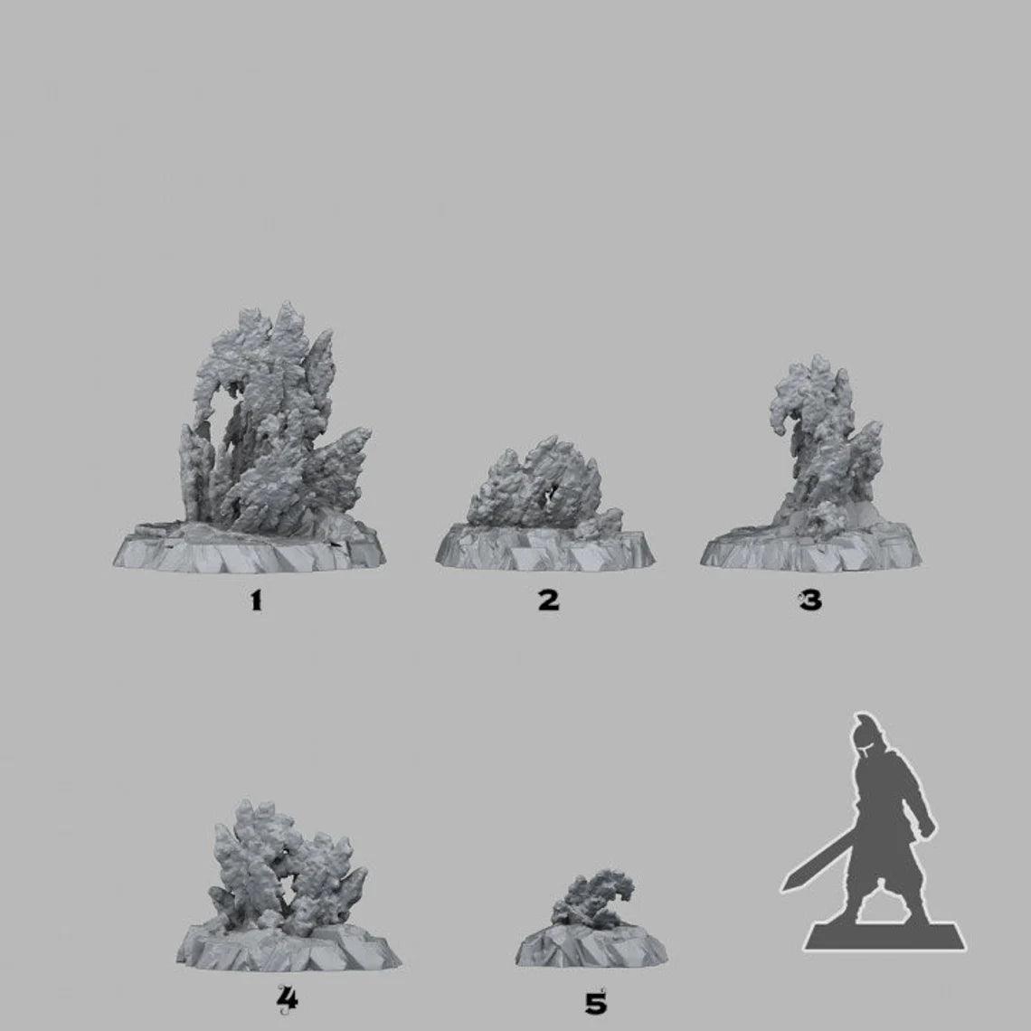 3D Printed Fantastic Plants and Rocks Neptunian Rocks 28mm - 32mm D&D Wargaming - 3D Printing Boss