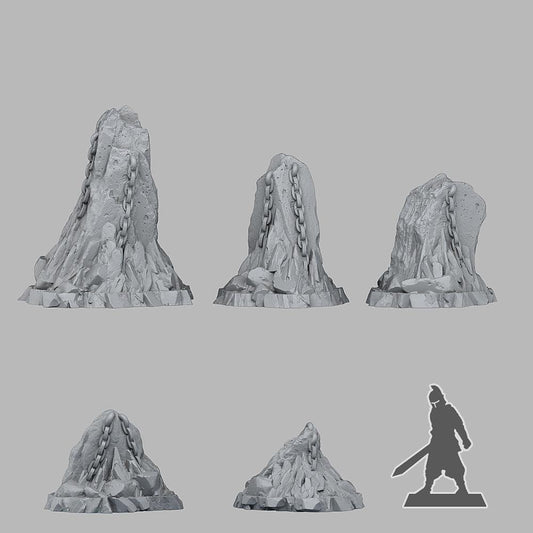 3D Printed Fantastic Plants and Rocks OLD HELL ROCKS 28mm - 32mm D&D Wargaming - 3D Printing Boss
