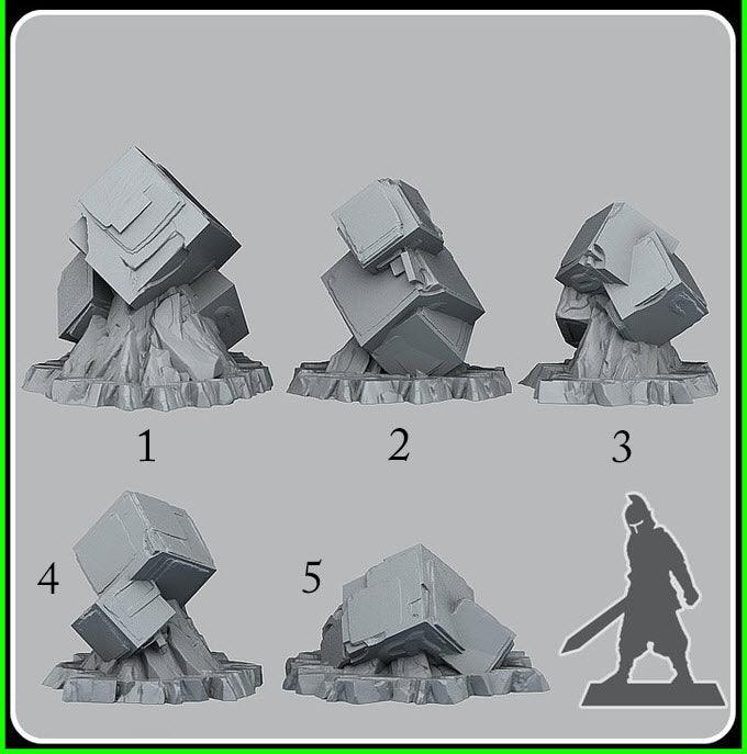 3D Printed Fantastic Plants and Rocks Scifi Cubic Stones 28mm - 32mm D&D Wargaming - 3D Printing Boss