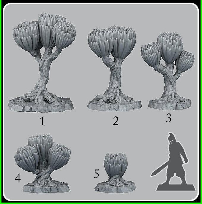 3D Printed Fantastic Plants and Rocks Scifi Unknown Flowers 28mm - 32mm D&D Wargaming - 3D Printing Boss