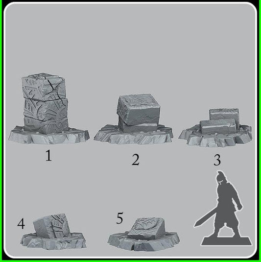 3D Printed Fantastic Plants and Rocks Temple Ruins 28mm - 32mm D&D Wargaming - 3D Printing Boss