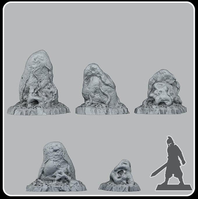 3D Printed Fantastic Plants and Rocks War of the Worlds Stones 28mm - 32mm D&D Wargaming - 3D Printing Boss