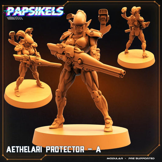3D Printed Papsikels Cyberpunk Sci-Fi Aethelari Protector Set - 28mm 32mm - 3D Printing Boss