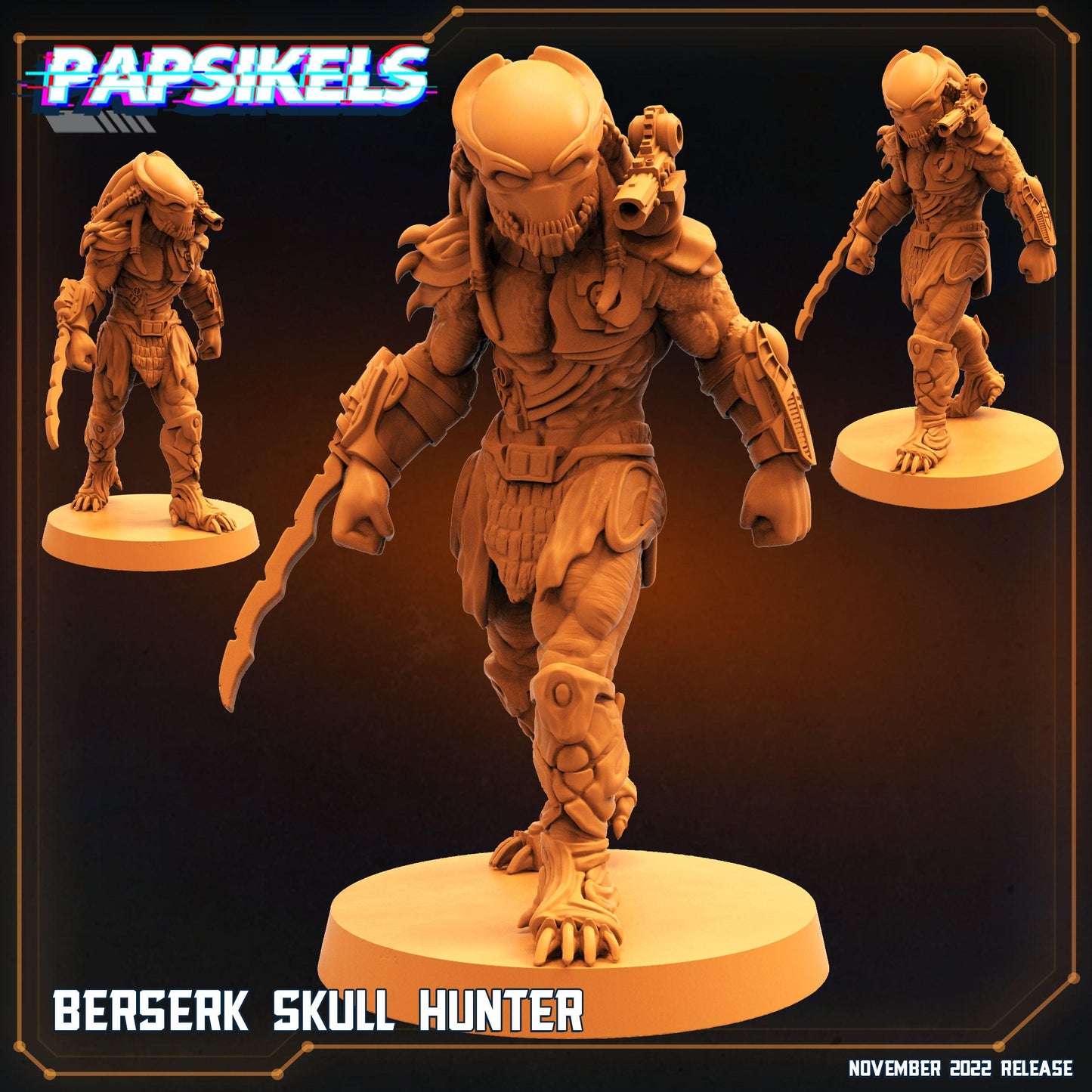 3D Printed Papsikels Cyberpunk Sci-Fi Berserk Skull Hunter - 28mm 32mm - 3D Printing Boss