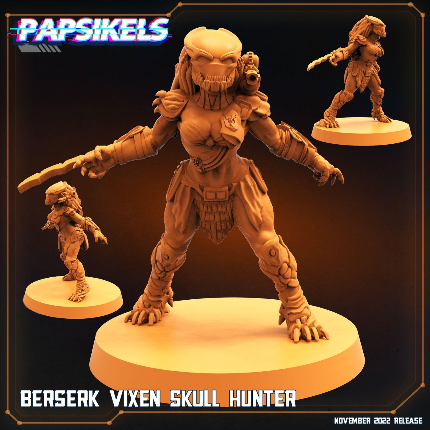 3D Printed Papsikels Cyberpunk Sci-Fi Berserk Vixen Skull Hunter - 28mm 32mm - 3D Printing Boss
