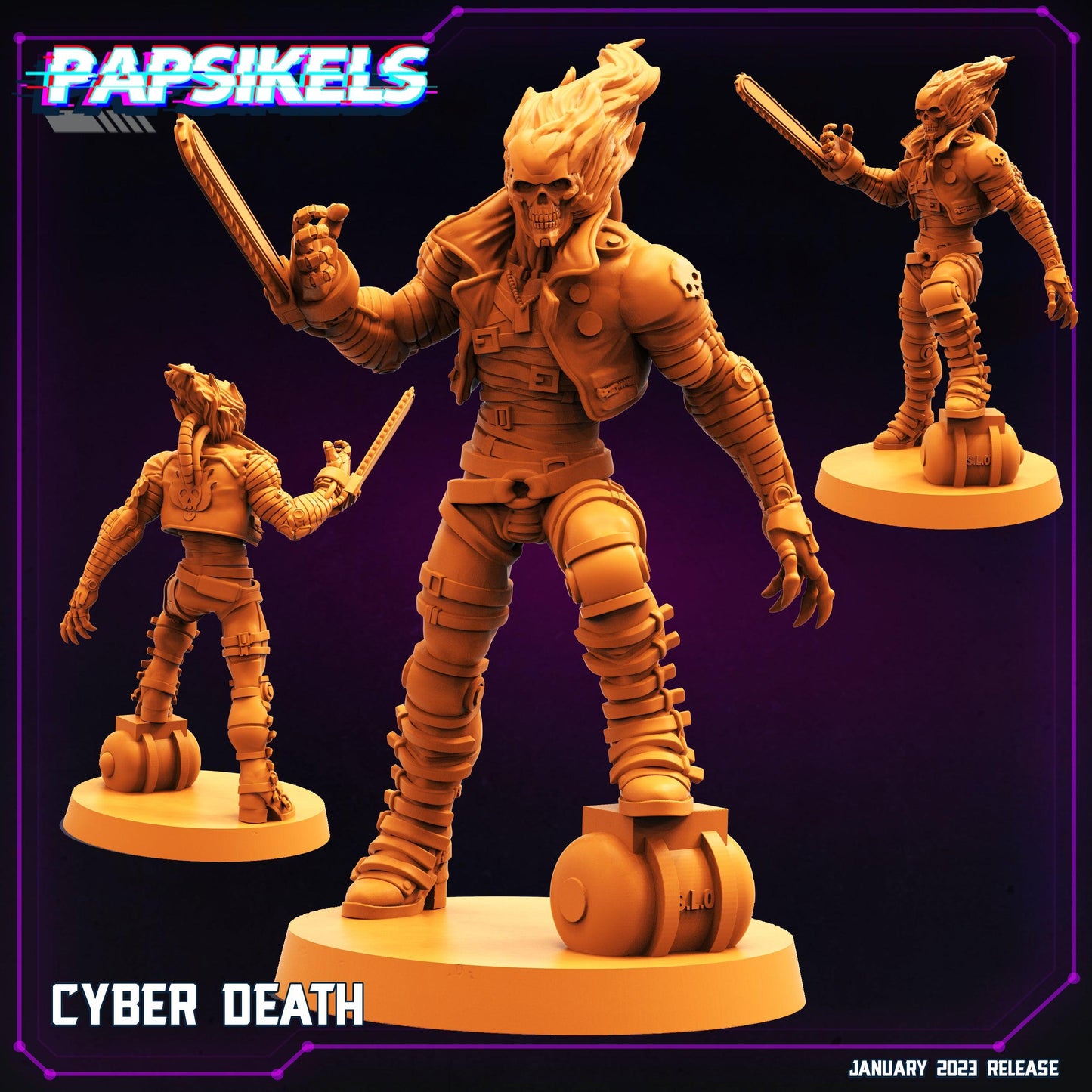 3D Printed Papsikels Cyberpunk Sci-Fi Cyber Death Rider 28mm 32mm - 3D Printing Boss