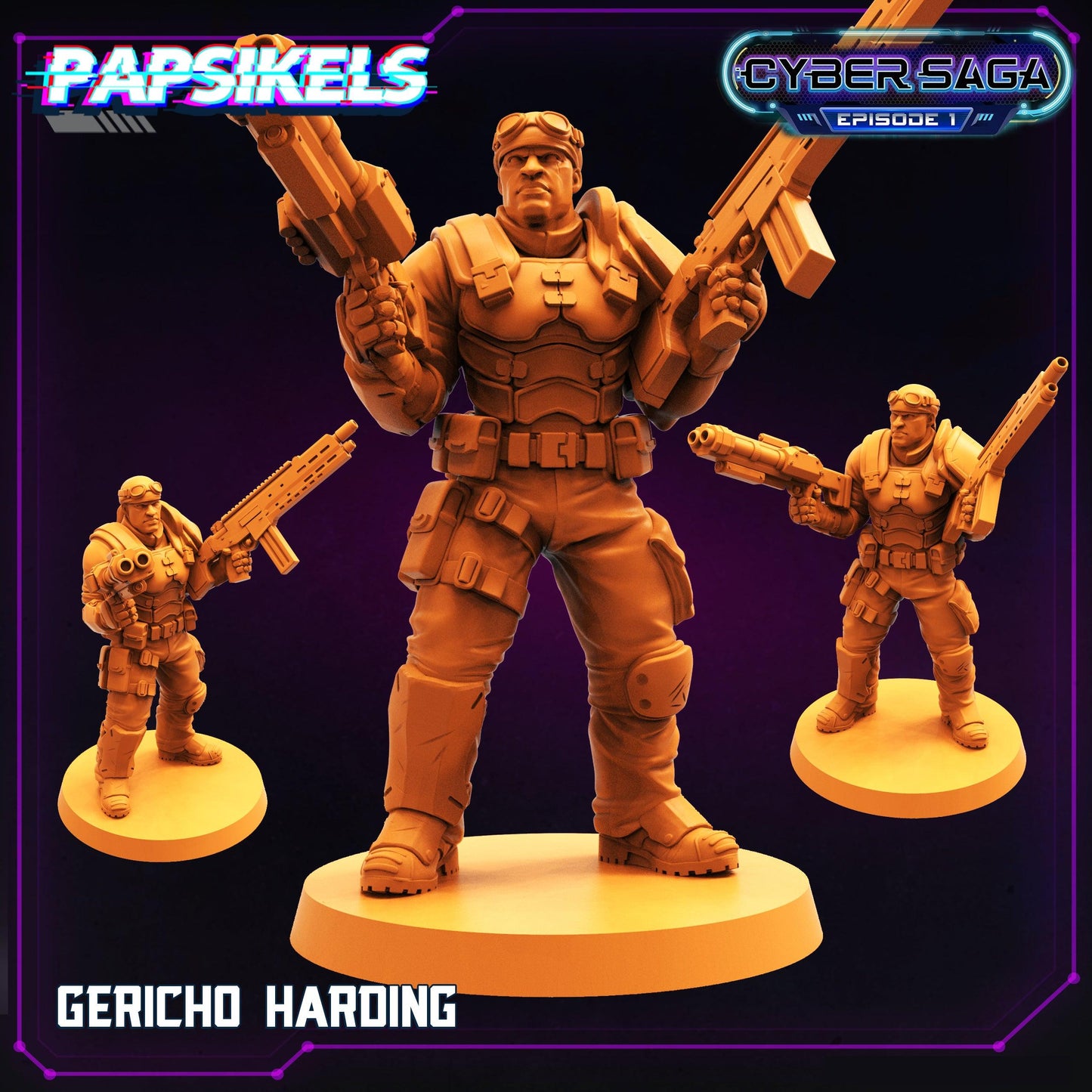 3D Printed Papsikels Cyberpunk Sci-Fi Gericho Harding Cyber Saga - 28mm 32mm - 3D Printing Boss