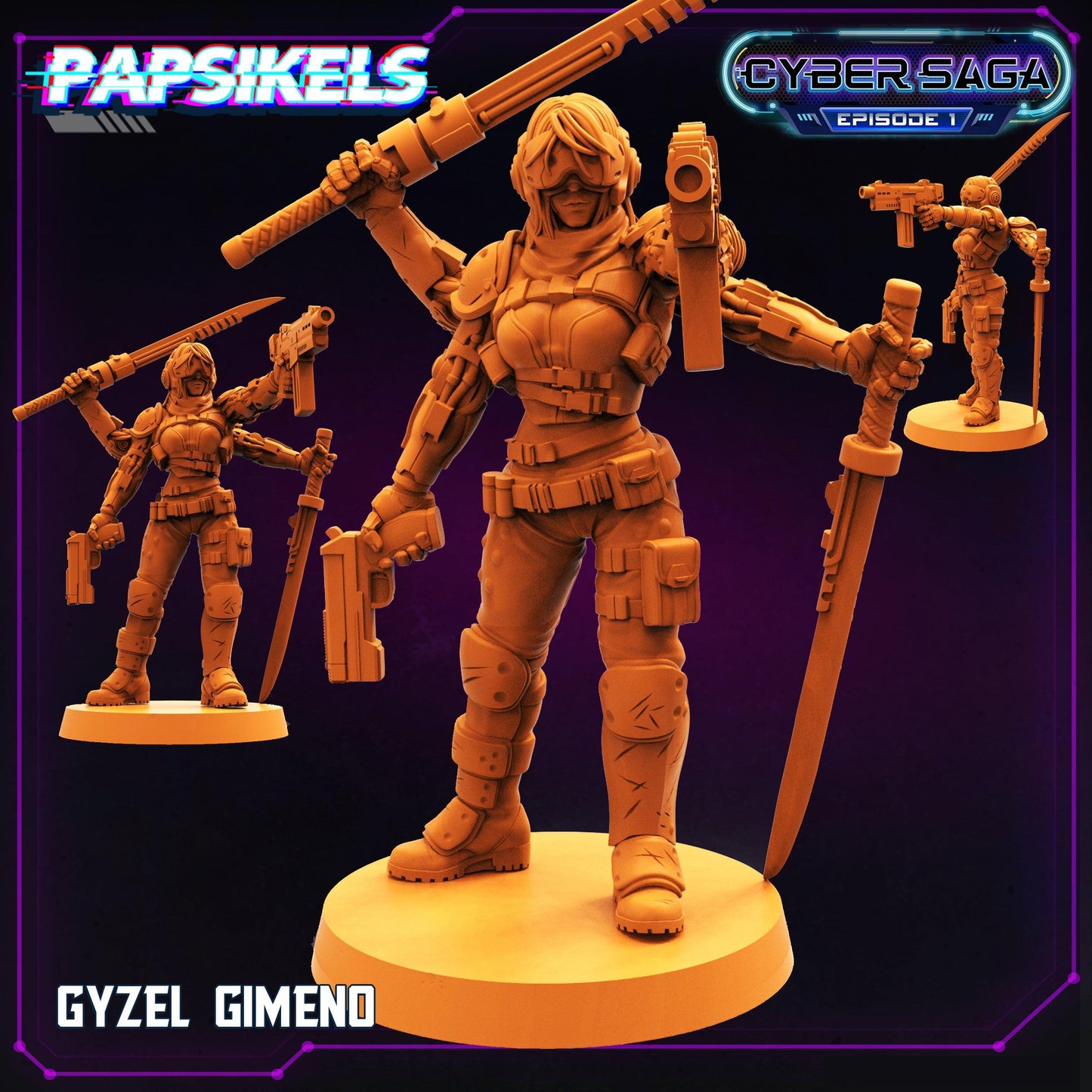 3D Printed Papsikels Cyberpunk Sci-Fi Gyzel Gimeno Cyber Saga - 28mm 32mm - 3D Printing Boss
